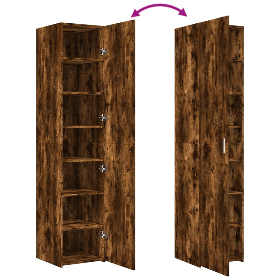 Hoge kast 40x42,5x185 cm bewerkt hout gerookt eikenkleurig