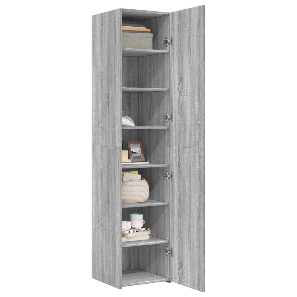 Hoge kast 40x42,5x185 cm bewerkt hout grijs sonoma eikenkleur