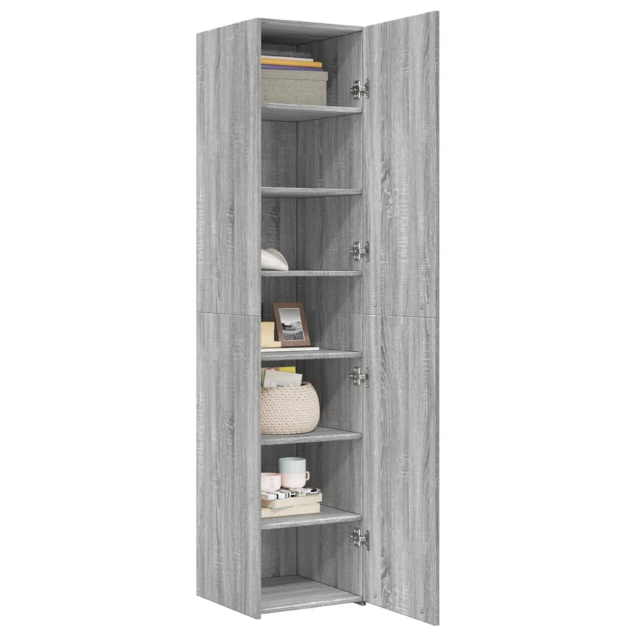 Hoge kast 40x42,5x185 cm bewerkt hout grijs sonoma eikenkleur