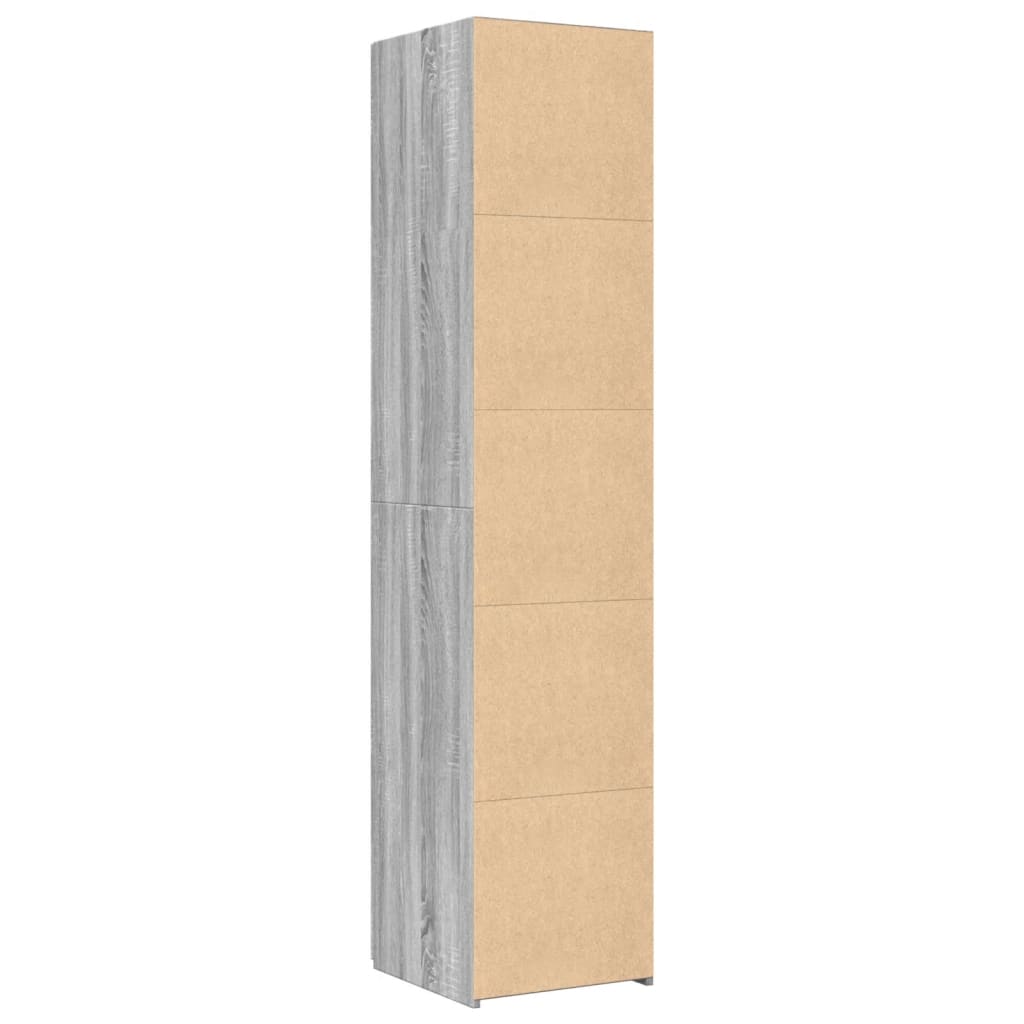 Hoge kast 40x42,5x185 cm bewerkt hout grijs sonoma eikenkleur