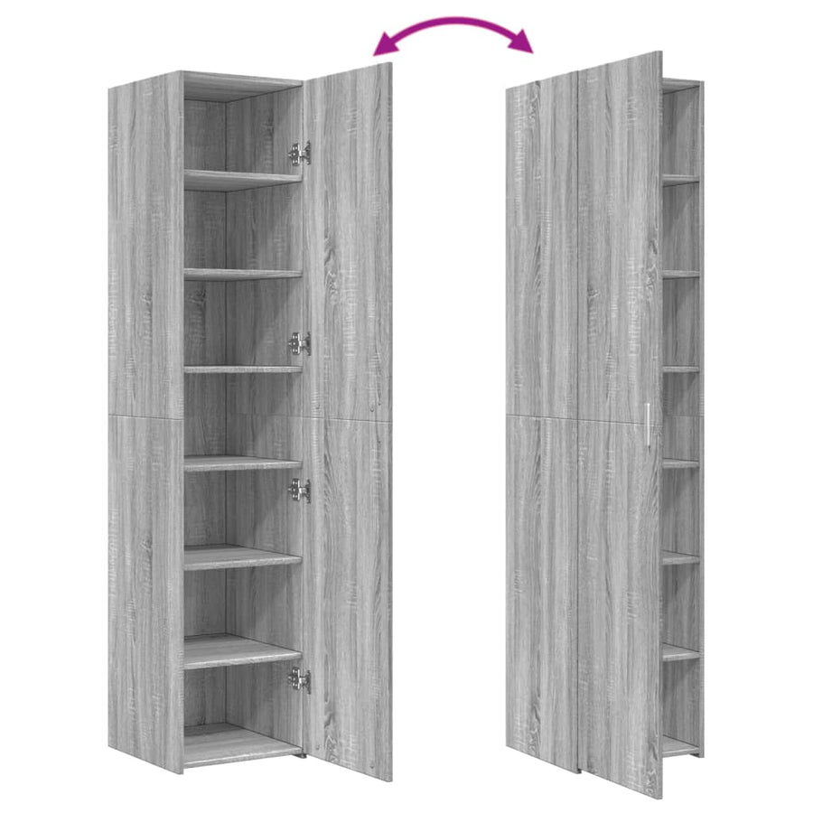 Hoge kast 40x42,5x185 cm bewerkt hout grijs sonoma eikenkleur