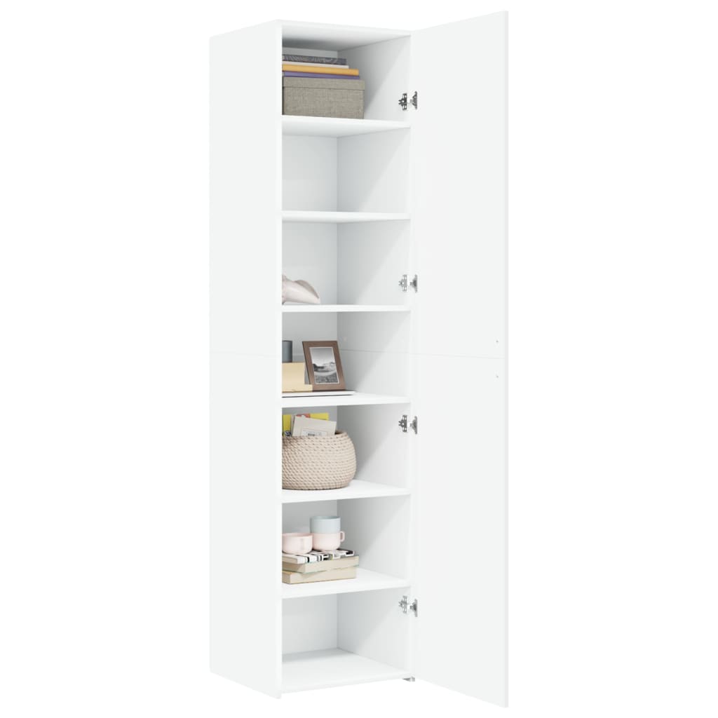 Hoge kast 45x42,5x185 cm bewerkt hout wit