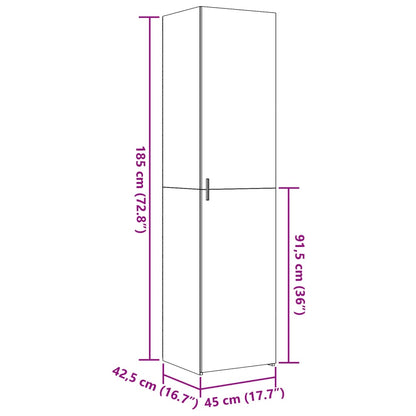 Hoge kast 45x42,5x185 cm bewerkt hout wit