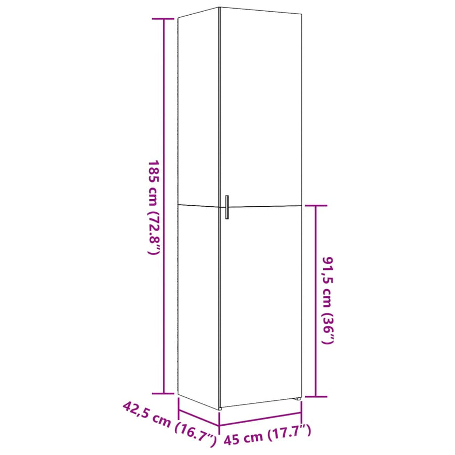 Hoge kast 45x42,5x185 cm bewerkt hout sonoma eikenkleurig
