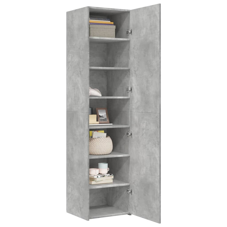 Hoge kast 45x42,5x185 cm bewerkt hout betongrijs