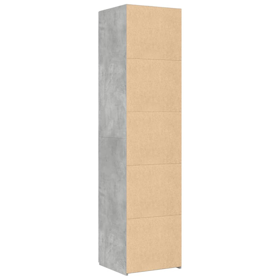 Hoge kast 45x42,5x185 cm bewerkt hout betongrijs