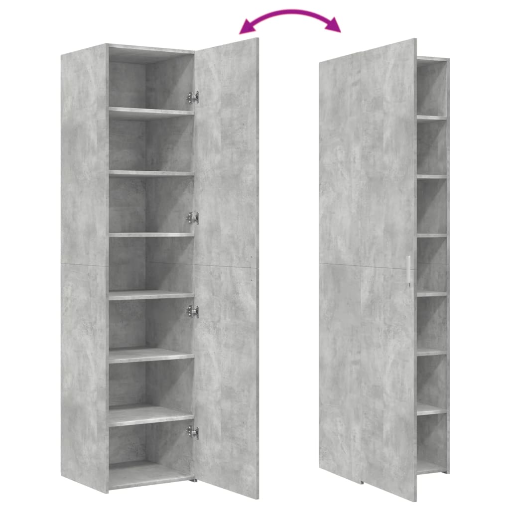 Hoge kast 45x42,5x185 cm bewerkt hout betongrijs