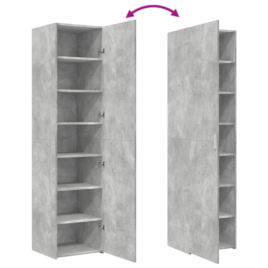Hoge kast 45x42,5x185 cm bewerkt hout betongrijs