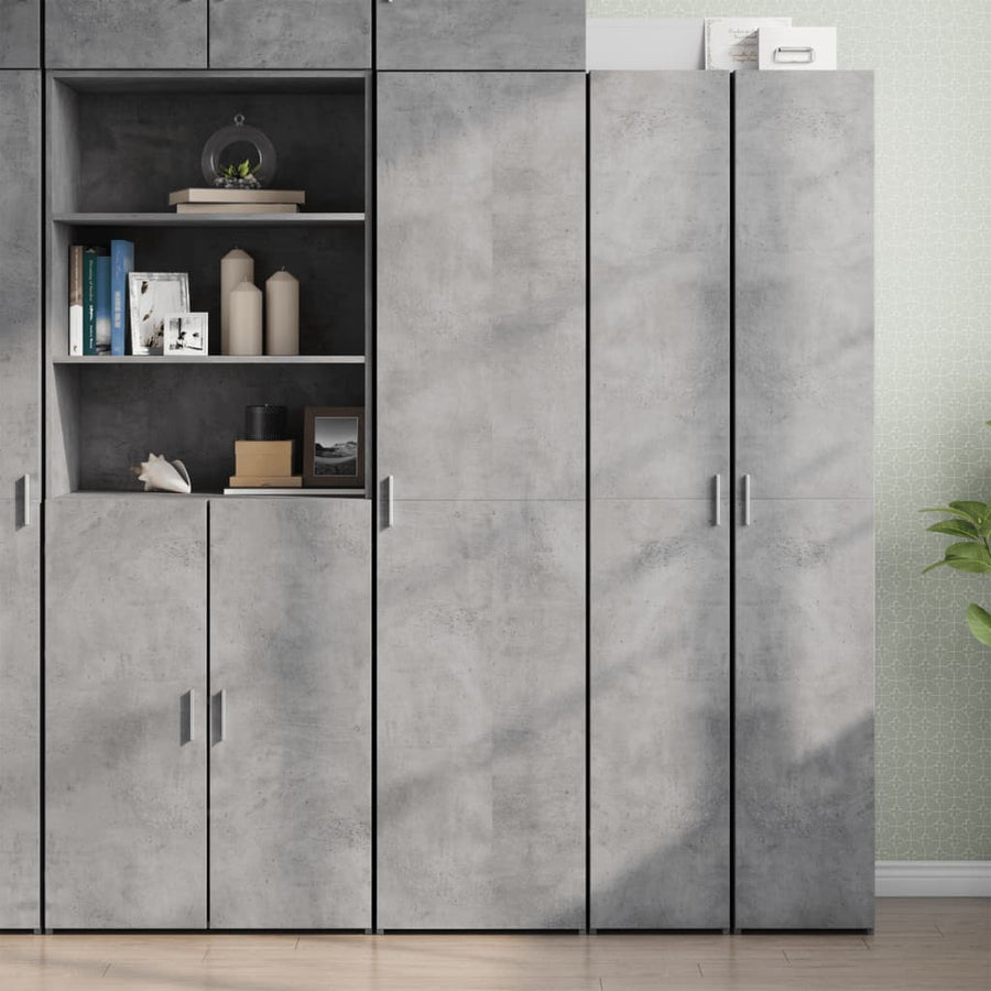 Hoge kast 45x42,5x185 cm bewerkt hout betongrijs