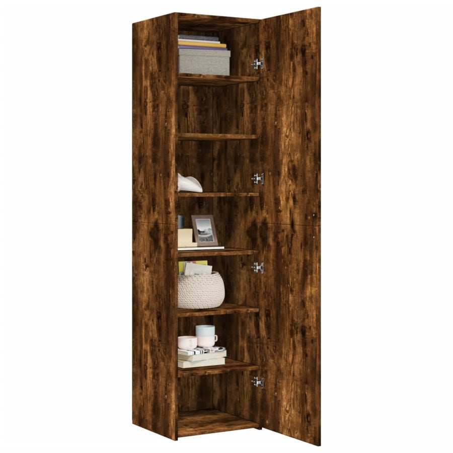 Hoge kast 45x42,5x185 cm bewerkt hout gerookt eikenkleurig