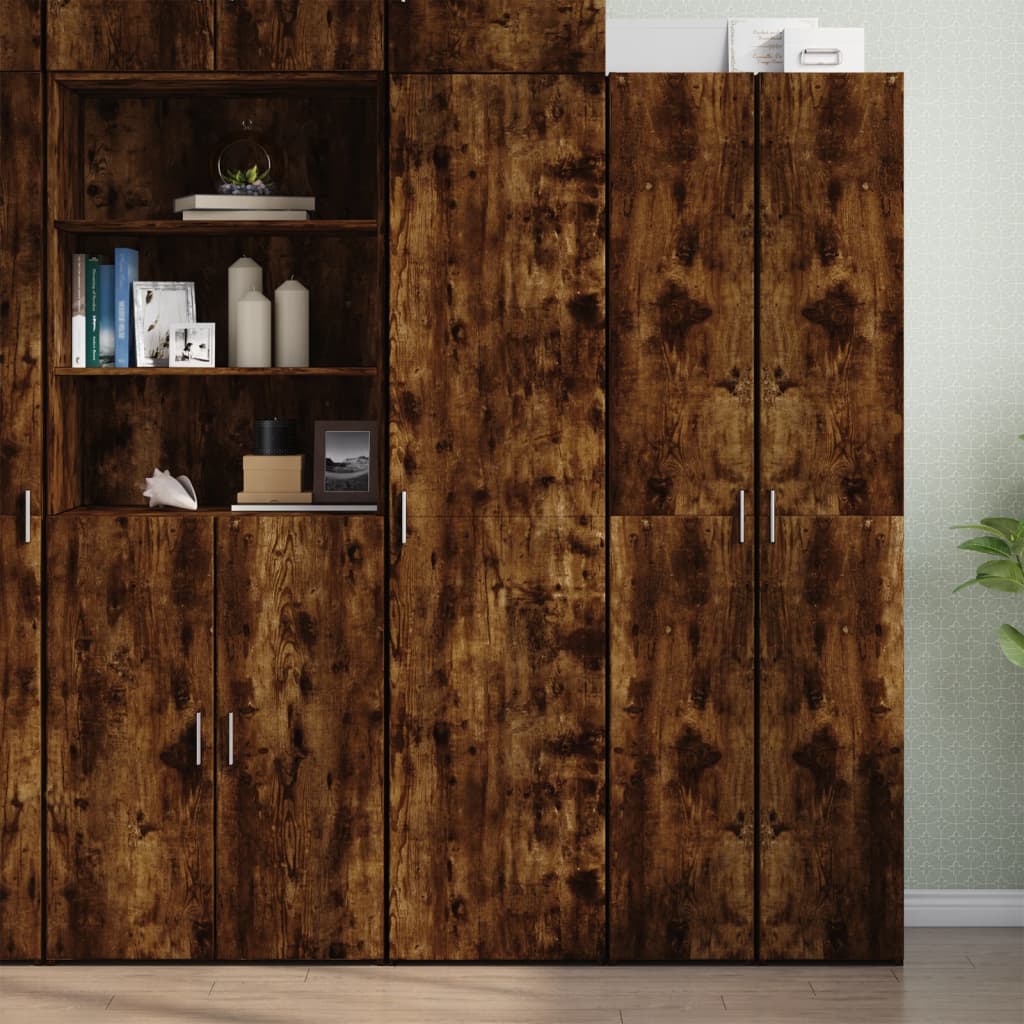 Hoge kast 45x42,5x185 cm bewerkt hout gerookt eikenkleurig