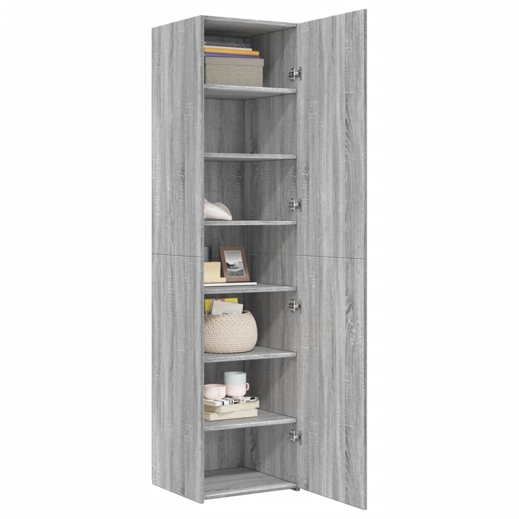 Hoge kast 45x42,5x185 cm bewerkt hout grijs sonoma eikenkleurig