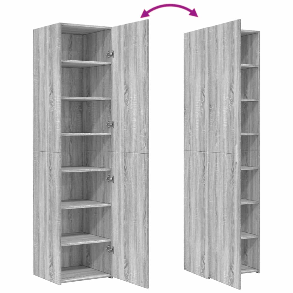 Hoge kast 45x42,5x185 cm bewerkt hout grijs sonoma eikenkleurig