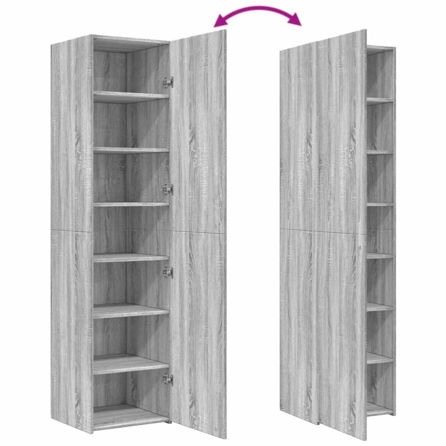 Hoge kast 45x42,5x185 cm bewerkt hout grijs sonoma eikenkleurig
