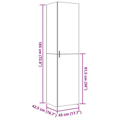 Hoge kast 45x42,5x185 cm bewerkt hout grijs sonoma eikenkleurig