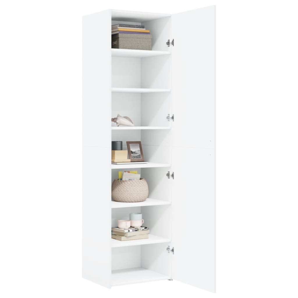 Hoge kast 50x42,5x185 cm bewerkt hout wit