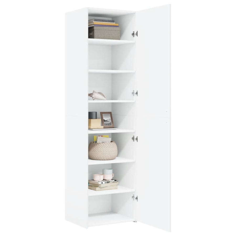 Hoge kast 50x42,5x185 cm bewerkt hout wit