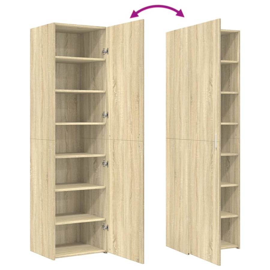 Hoge Kast 50X42,5X185 Cm Bewerkt Hout Kleurig Sonoma eiken
