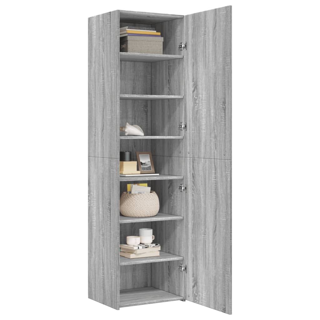 Hoge kast 50x42,5x185 cm bewerkt hout grijs sonoma eikenkleurig