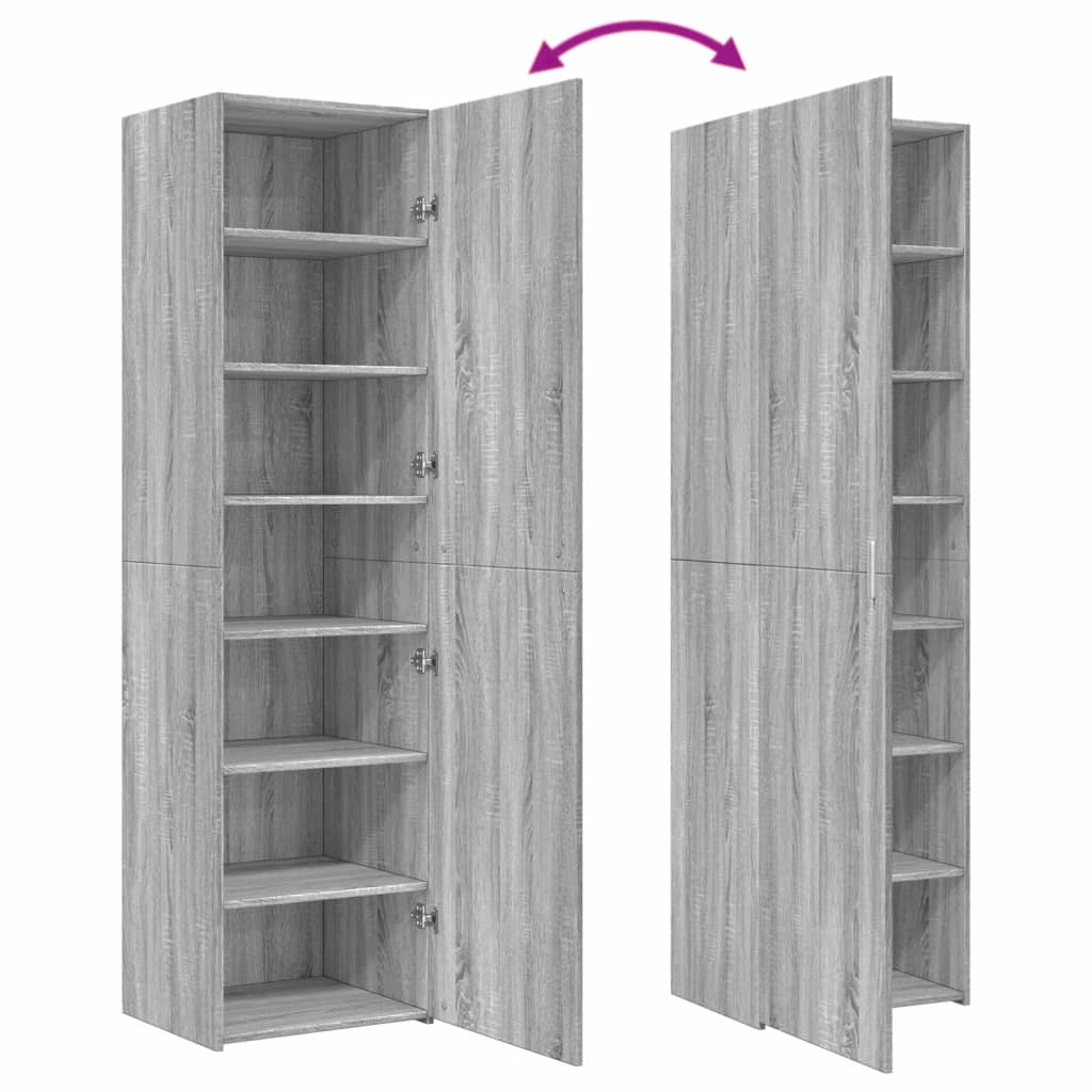 Hoge kast 50x42,5x185 cm bewerkt hout grijs sonoma eikenkleurig