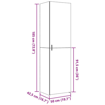Hoge kast 50x42,5x185 cm bewerkt hout grijs sonoma eikenkleurig