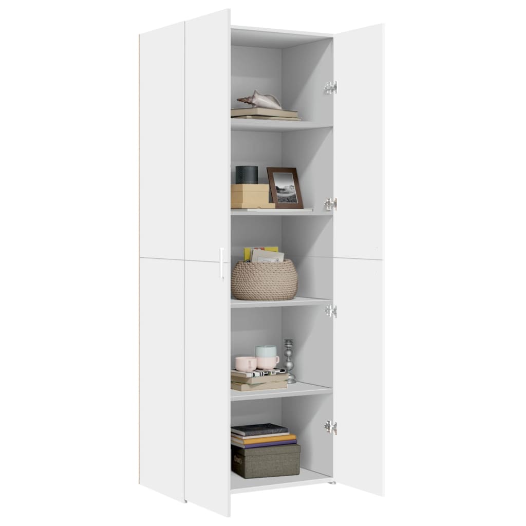 Hoge kast 70x42,5x185 cm bewerkt hout wit