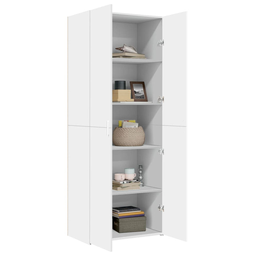 Hoge kast 70x42,5x185 cm bewerkt hout wit