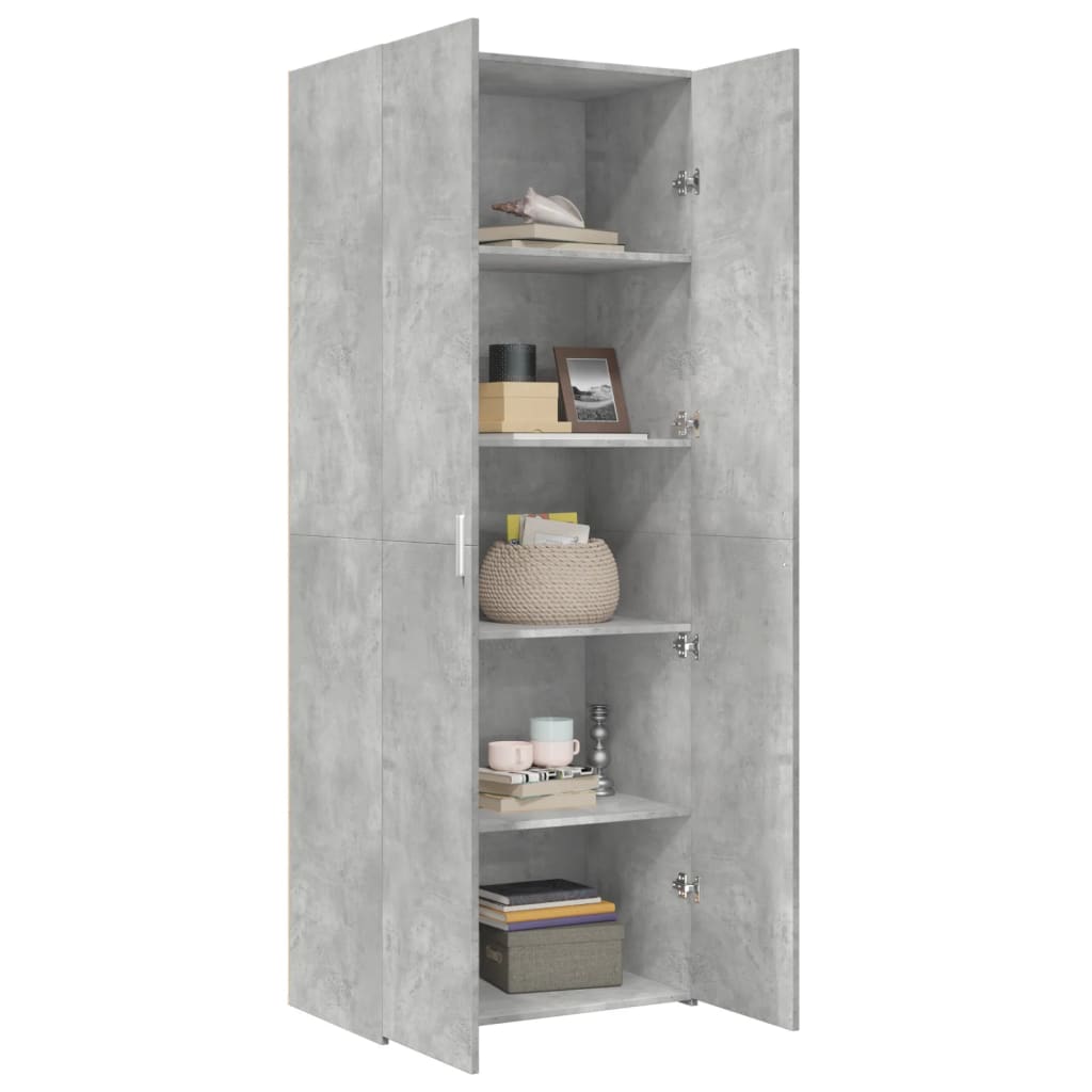 Hoge kast 70x42,5x185 cm bewerkt hout betongrijs