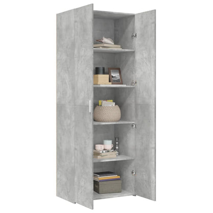 Hoge kast 70x42,5x185 cm bewerkt hout betongrijs