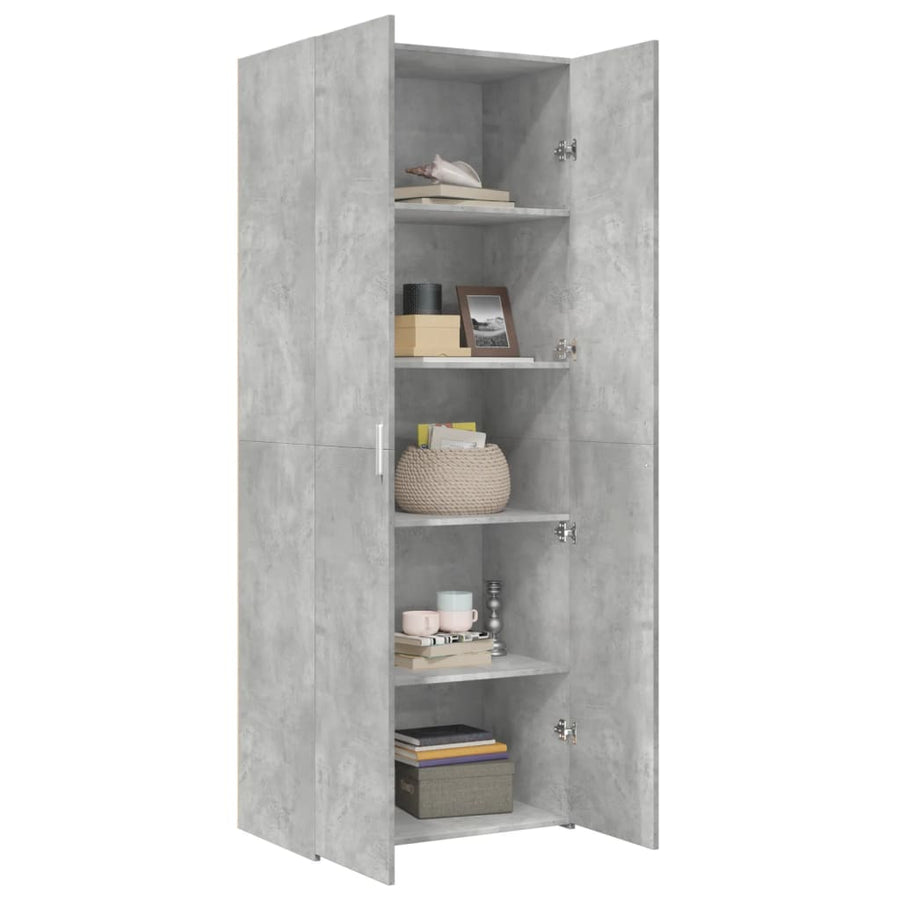 Hoge kast 70x42,5x185 cm bewerkt hout betongrijs