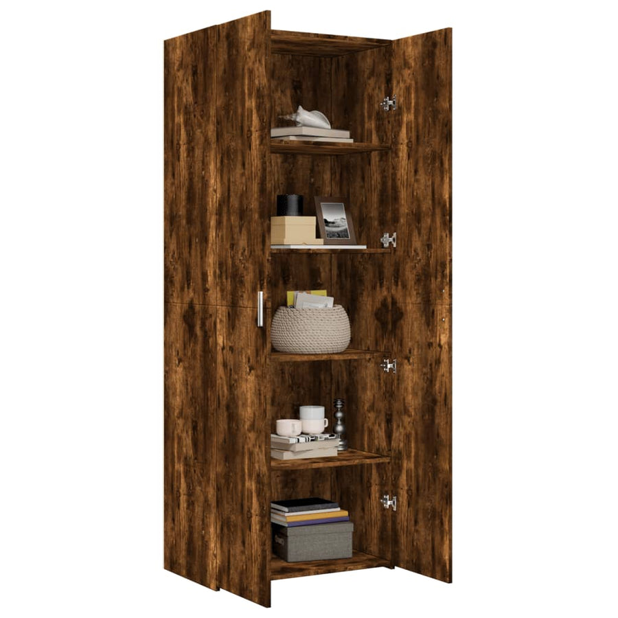 Hoge kast 70x42,5x185 cm bewerkt hout gerookt eikenkleurig