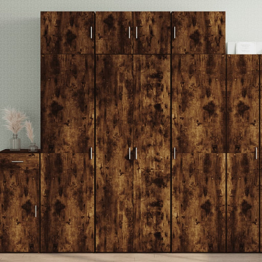 Hoge kast 70x42,5x185 cm bewerkt hout gerookt eikenkleurig
