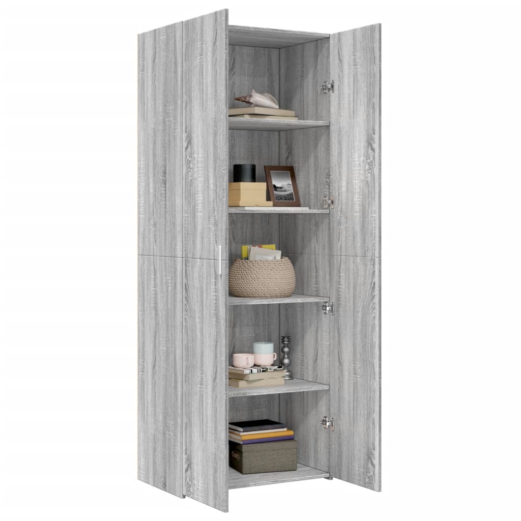 Hoge kast 70x42,5x185 cm bewerkt hout grijs sonoma eikenkleurig