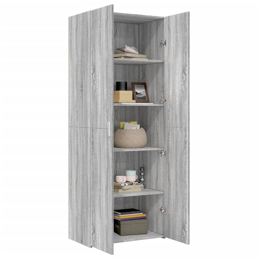 Hoge kast 70x42,5x185 cm bewerkt hout grijs sonoma eikenkleurig