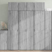 Hoge kast 70x42,5x185 cm bewerkt hout grijs
