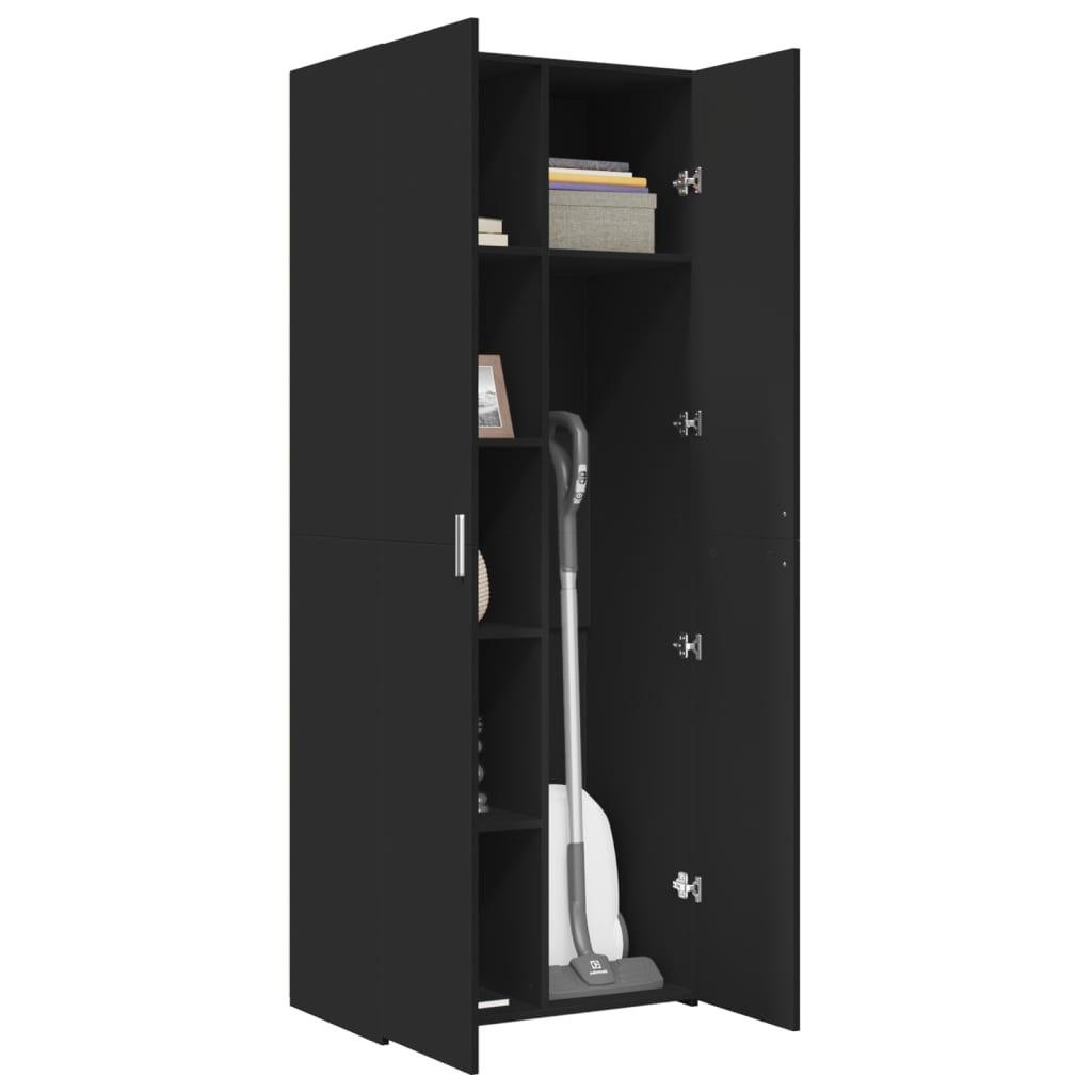 Hoge kast 70x42,5x185 cm bewerkt hout zwart