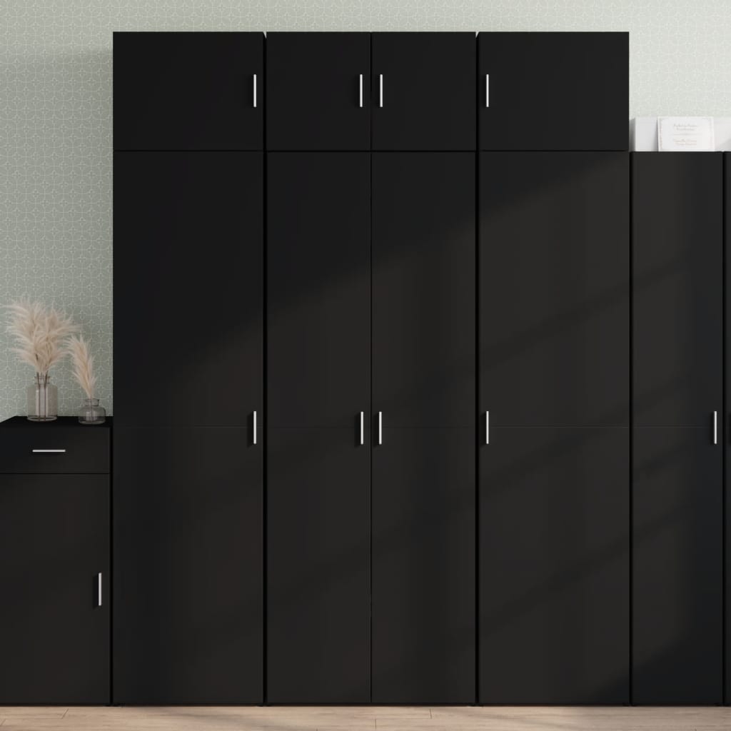 Hoge kast 70x42,5x185 cm bewerkt hout zwart