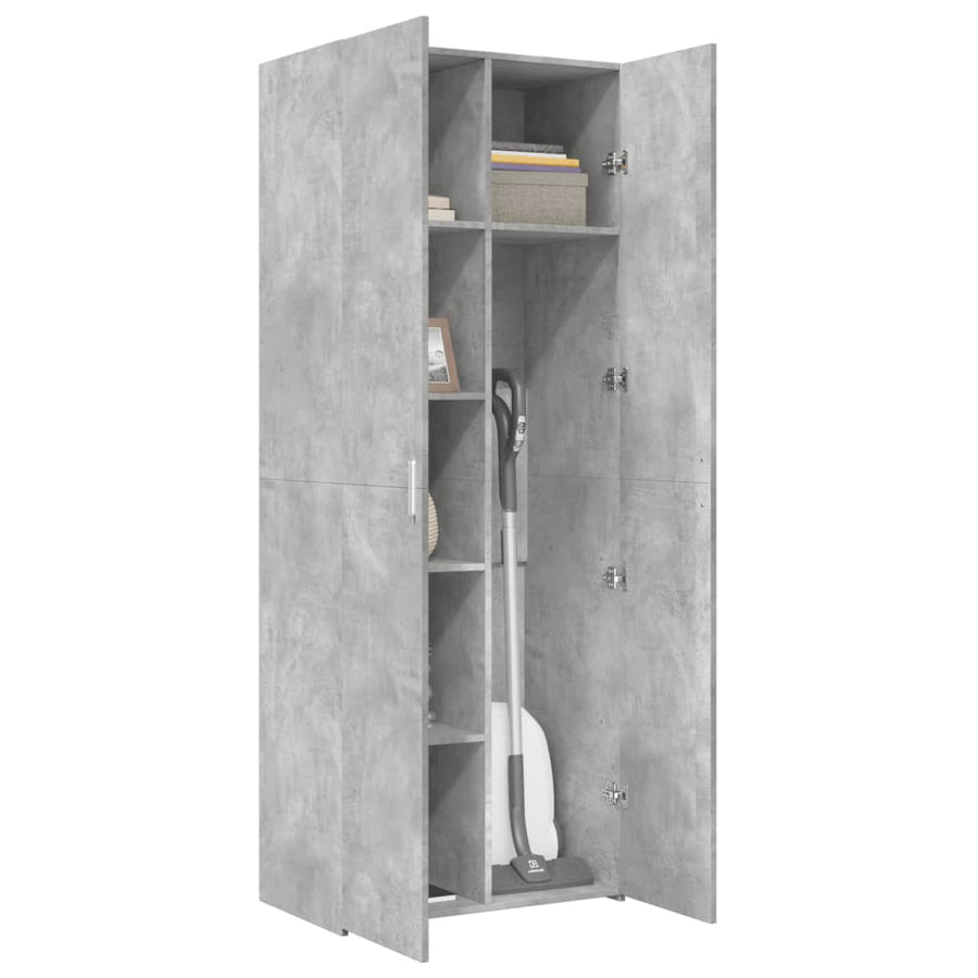 Hoge kast 70x42,5x185 cm bewerkt hout betongrijs