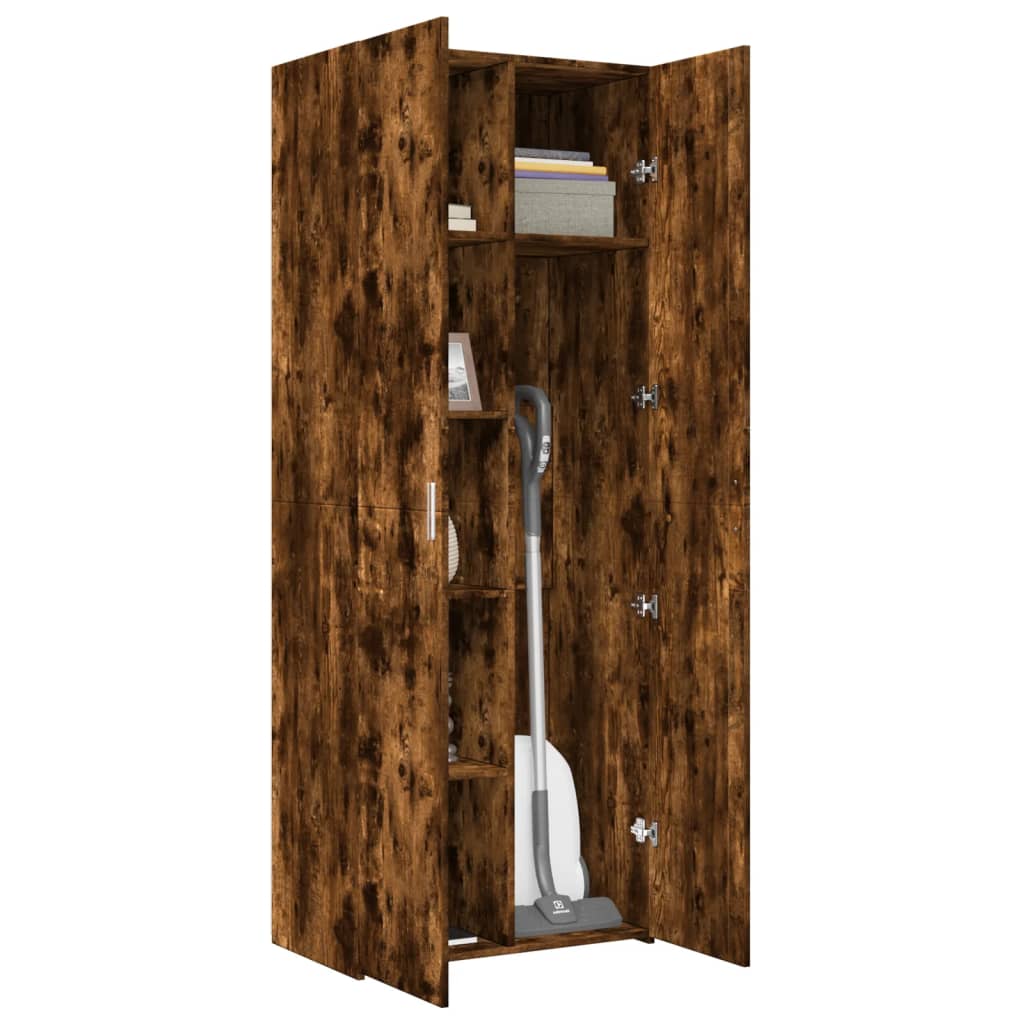 Hoge kast 70x42,5x185 cm bewerkt hout gerookt eikenkleurig