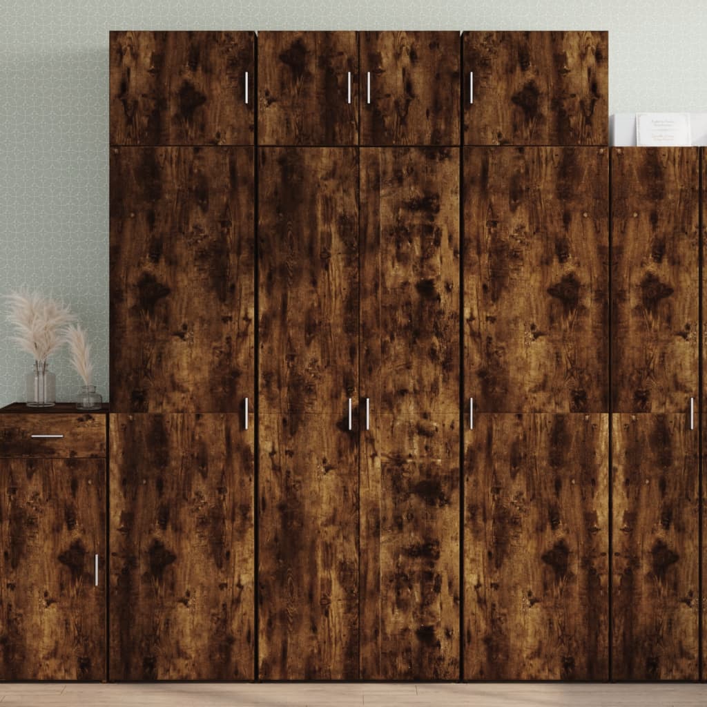 Hoge kast 70x42,5x185 cm bewerkt hout gerookt eikenkleurig