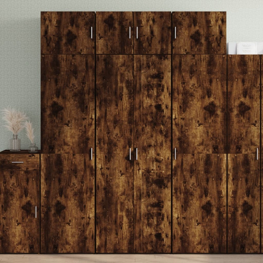 Hoge kast 70x42,5x185 cm bewerkt hout gerookt eikenkleurig