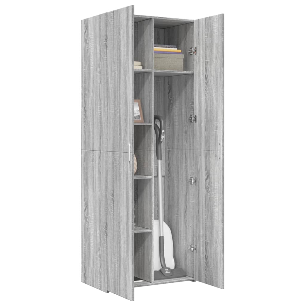 Hoge kast 70x42,5x185 cm bewerkt hout grijs sonoma eikenkleurig