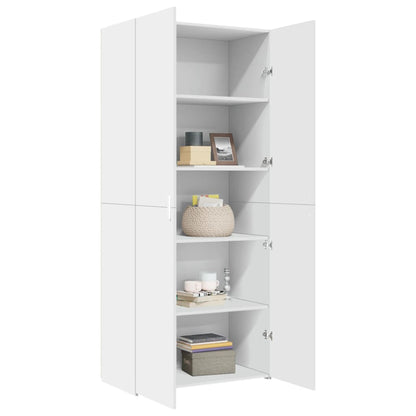 Hoge kast 80x42,5x185 cm bewerkt hout wit