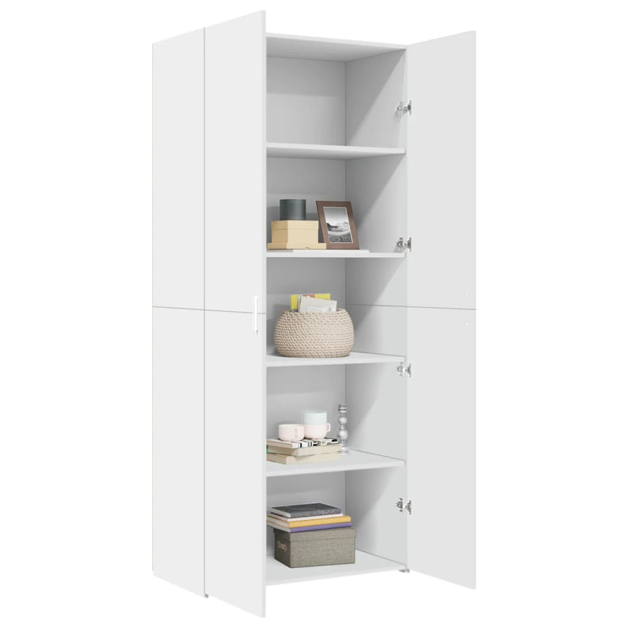 Hoge kast 80x42,5x185 cm bewerkt hout wit