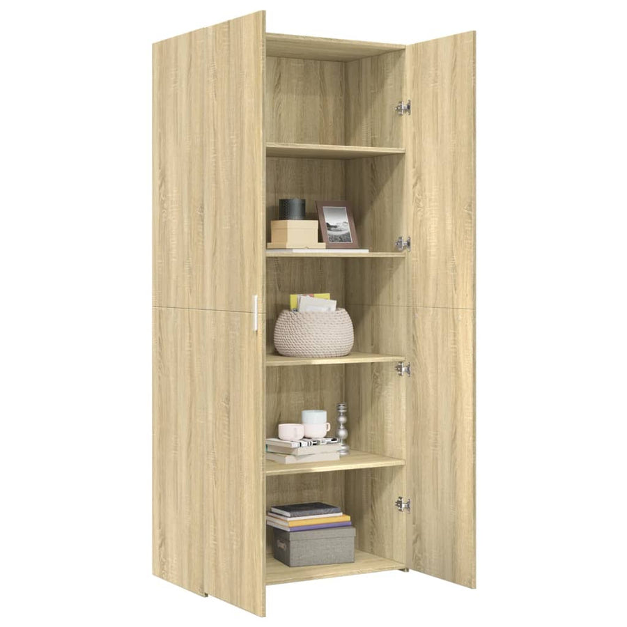 Hoge kast 80x42,5x185 cm bewerkt hout sonoma eikenkleurig