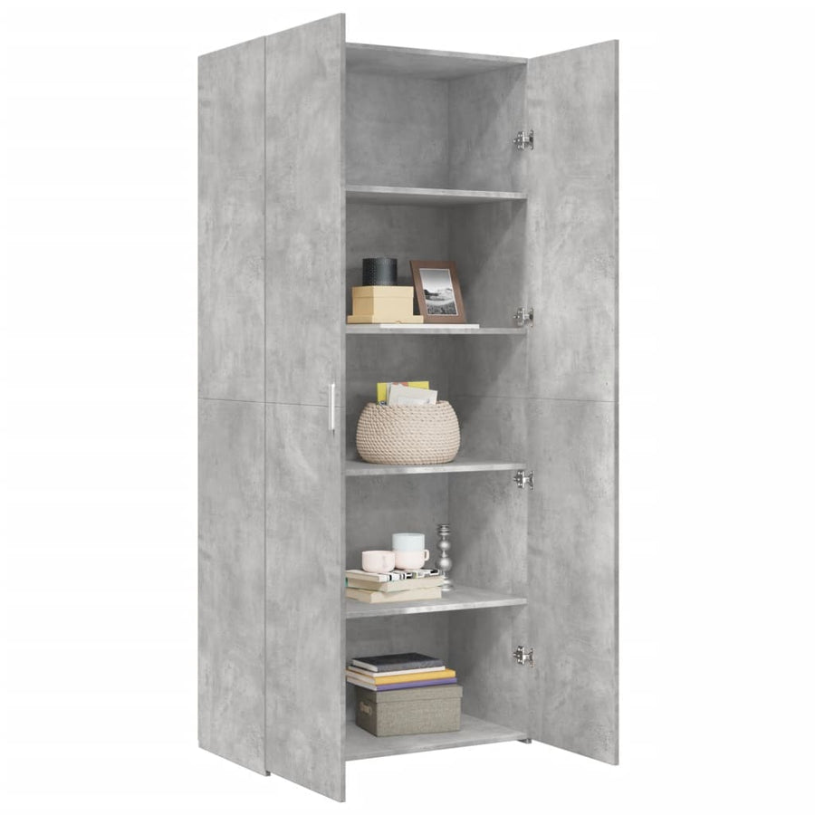 Hoge kast 80x42,5x185 cm bewerkt hout betongrijs