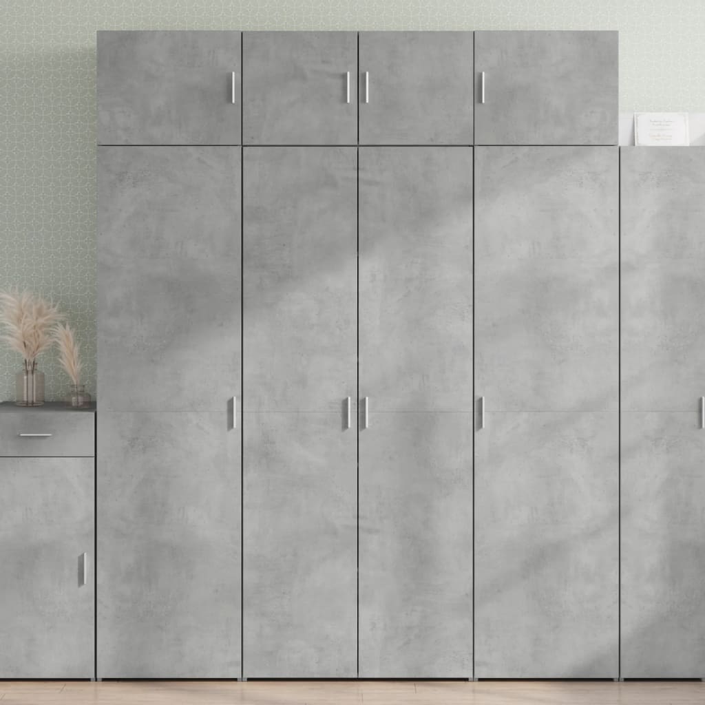Hoge kast 80x42,5x185 cm bewerkt hout betongrijs