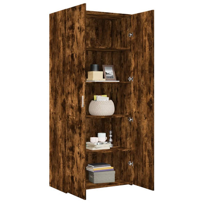 Hoge kast 80x42,5x185 cm bewerkt hout gerookt eikenkleurig