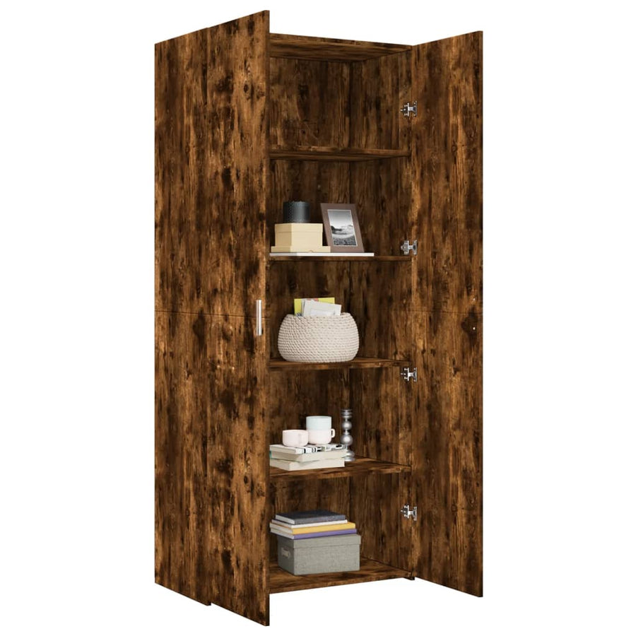 Hoge kast 80x42,5x185 cm bewerkt hout gerookt eikenkleurig