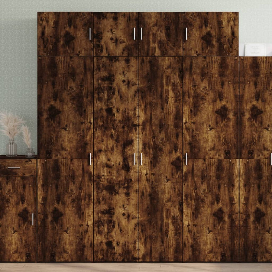 Hoge kast 80x42,5x185 cm bewerkt hout gerookt eikenkleurig